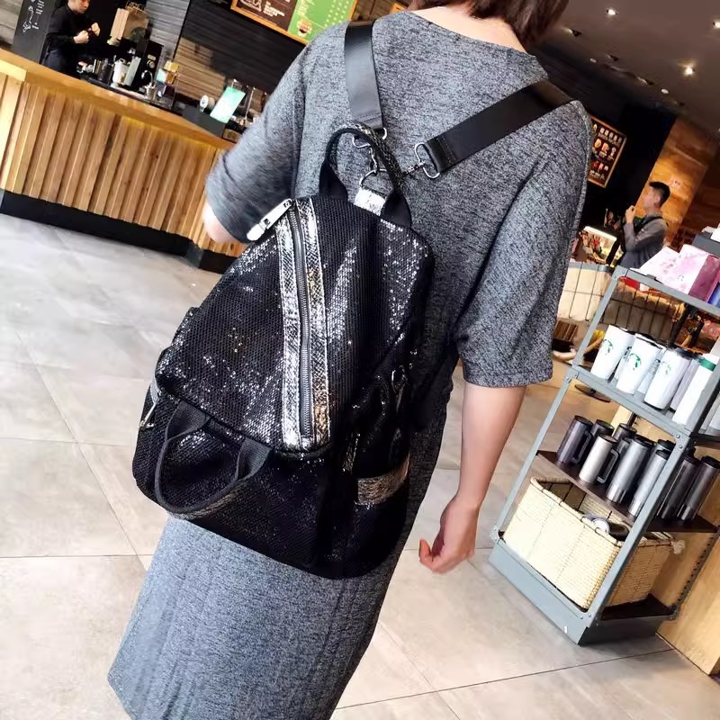 Luxury Bags For School - New Women Nylon Sequins Backpacks High