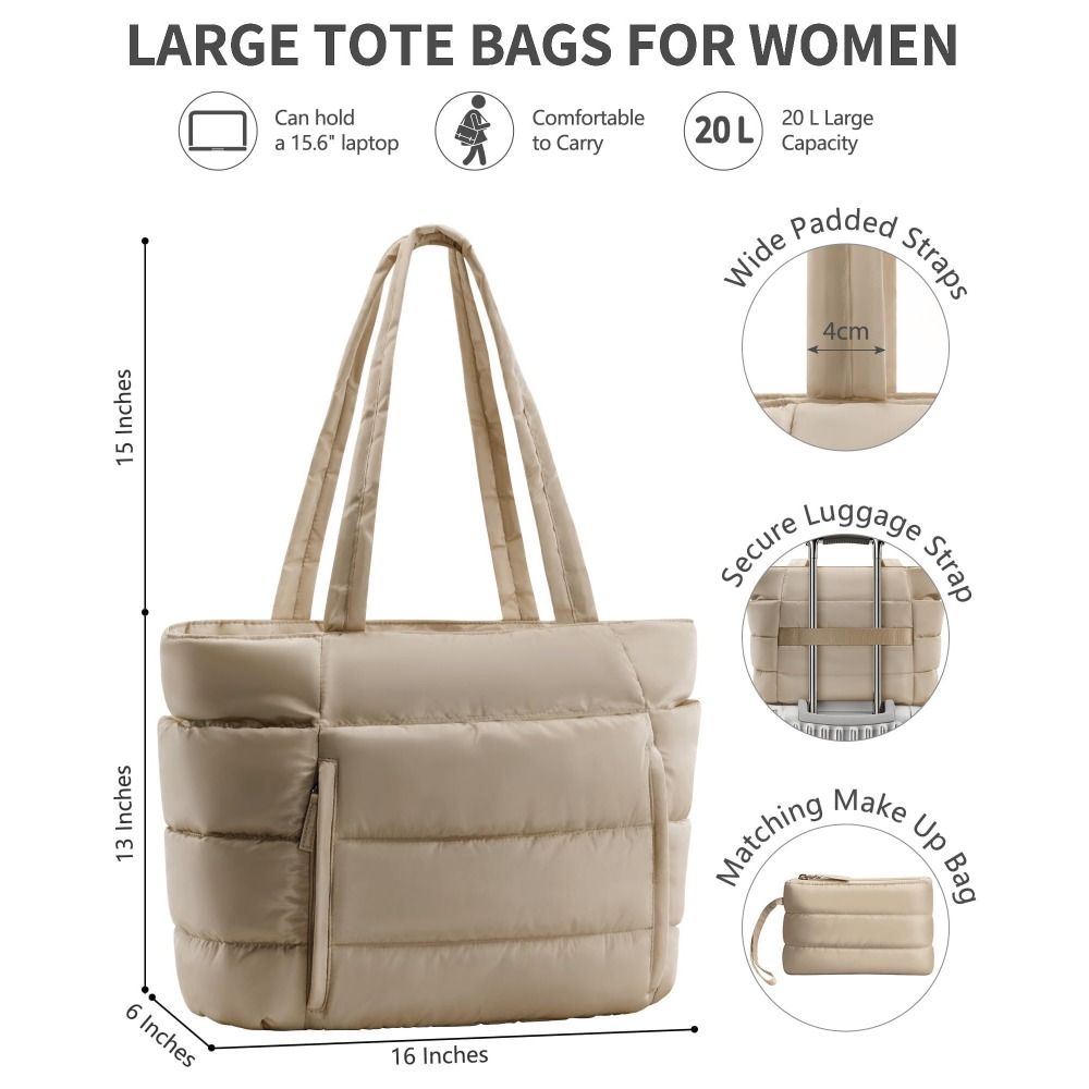 Large Capacity Puffer Tote Bag - огляд і ціна Accordion Wallet Zip
